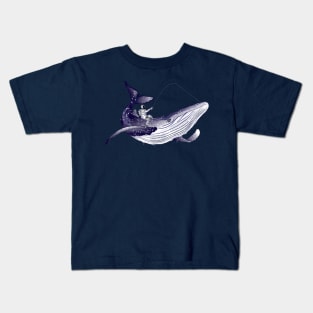 space  blue whale hunter Kids T-Shirt